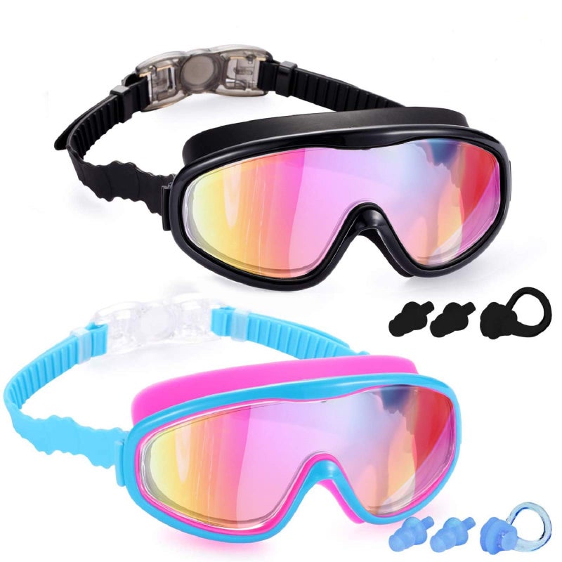 Young4us 2 Pack Kids Swim Goggles, Swimming Glasses for Children from 3 to 15 Years Old - Image 1